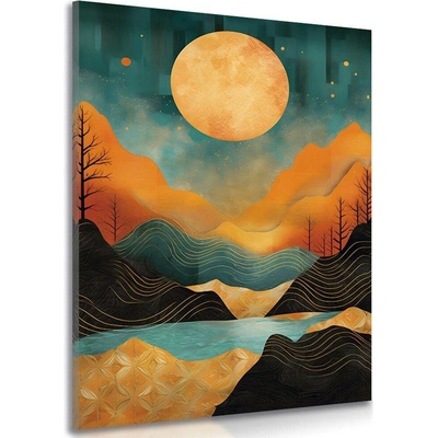 Obraz abstraktní západ slunce s nádechem luxusu - 40x60