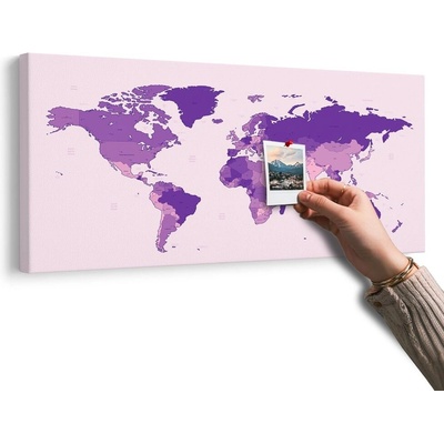 Obraz na korku detailní mapa světa ve fialové barvě - 100x50 wooden