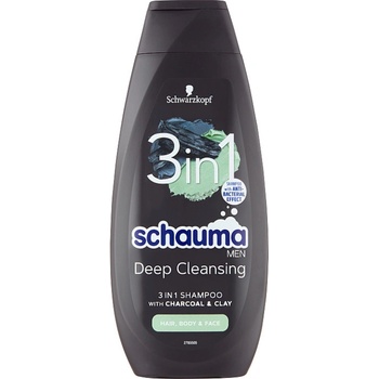 Schauma Men Charcoal & Clay 3 v 1 šampon 400 ml