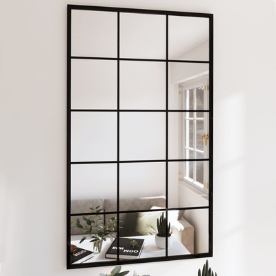 vidaXL Стенни огледала, 6 бр, черни, 100x60 см, метал (3189038)