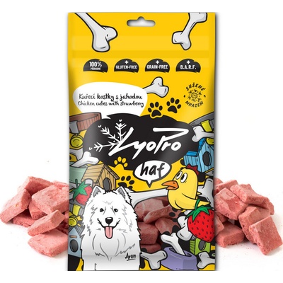 Lyopro haf poch mrazom sušené kuracie kocky s jahodami 50 g