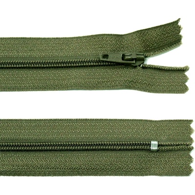 Spirálový zip no.3 nerozepínací 55cm - více barev color: 727 tmavě khaki zelená