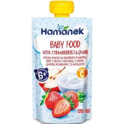 Hamanek пауч ягоди и кварк 6м+ -120 г
