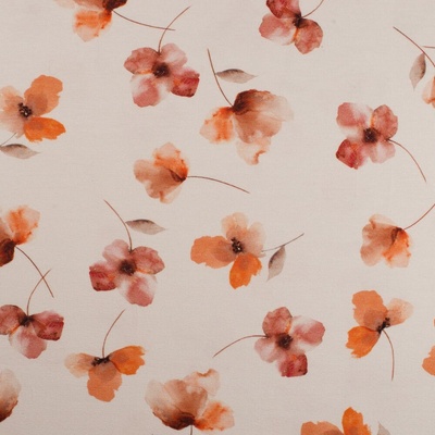 Strima Organic Cotton/EA Jersey Digital - flowers, koralová