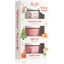 Fluff Winter Snack Cinnamon Rolls telový peeling 100 ml + Apple Pie telový peeling 100 ml + Mulled Wine telové maslo 100 ml