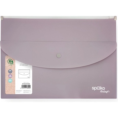 Spoko ReLeaf Obálka se zipem A4 + kapsa s drukem fialová