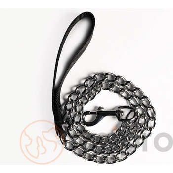 Anipro - Повод синджир за кучета, 3.0 мм/100 см. с дръжка черна лента