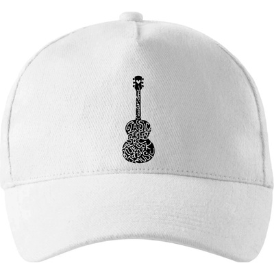 Gitara názvy hudobných štýlov so zahnutým šiltom a mosaznou sponou Biela