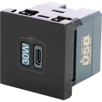 Legrand Розетка USB за зареждане тип C Power Delivery 30W 2 мод. цвят Черен Mosaic - 079185L (079185L)