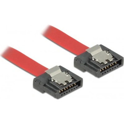 Delock kabel SATA FLEXI 6 Gb/s 10 cm červený kovová spona