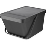 Brabantia Кош за разделно събиране на боклук Brabantia Sort&Go 1006310, 20 л, Подреждане един върху друг, Тъмносив (1006310)
