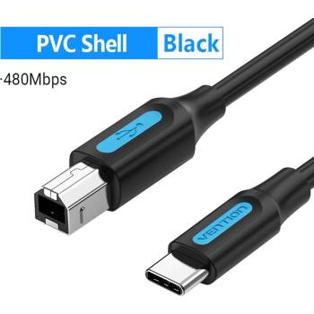 Vention USB-C 2.0 - USB-B 2.0 (2 Amp, черен, кабел за принтер , кабел за принтер ), 1 м, кабел