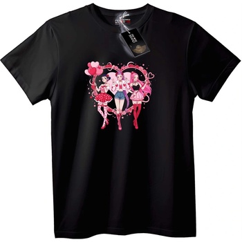 NOONEBRAND Тениска Аниме Момичета Любов - M, Black