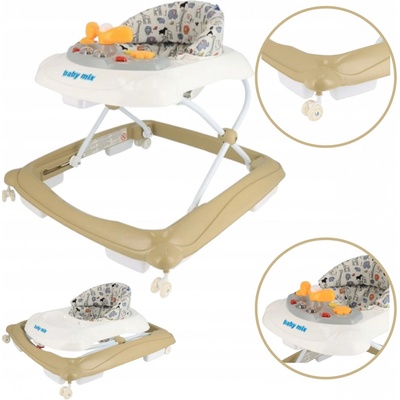 Baby Mix s volantem a silikonovými kolečky cappucino hnědá