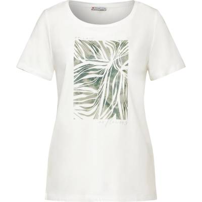 STREET ONE Тениска 'Glossy Leaf' бяло, размер 38