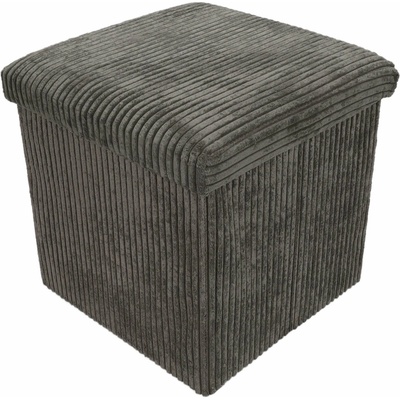 Storagesolutions Manšestrový taburet se úložným prostorem TOBO, 38 × 38 × 38 cm, šedý