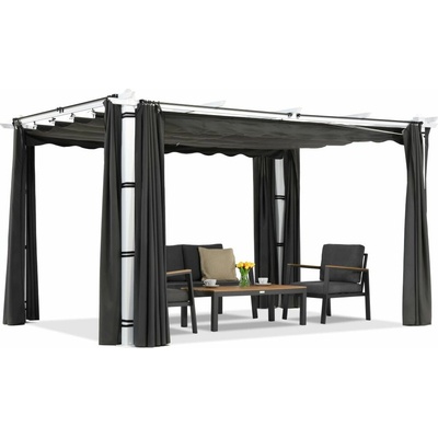 Garden Point pergola Barbados 3x4 m se závěsy Terasová bílo-antracitová