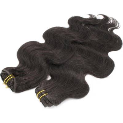 Vlnitý clip in maxi set 53cm pravé lidské vlasy REMY PŘÍRODNÍ ČERNÁ
