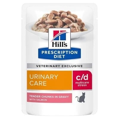 Hills Prescription Diet c/d Urinary Stress Salmon - диета за котки страдащи от идиопатичен цистит и за профилактика на уролити 85 гр