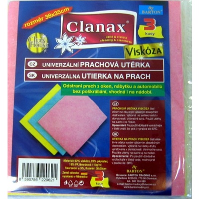 Clanax Univerzálna prachová utierka viskóza 38 x 35 cm 3 ks