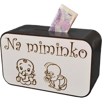 Dřevěná pokladnička s nápisem - Na miminko