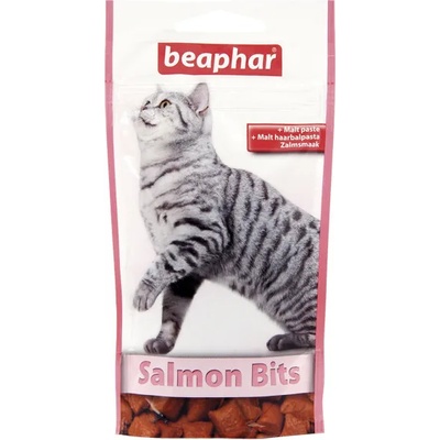 Beaphar Salmon Bits- малцови хапки вкус на сьомга за профилактика и лечение на топки косми в корема 35 грама