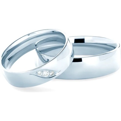 SAVICKI Сватбени халки: бяло злато, полукръгъл профил. 5 мм