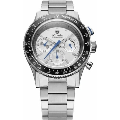 Nivada Grenchen Chronoking Meca Racing Grey - Inter. Bezel - Bracelet Flat Link