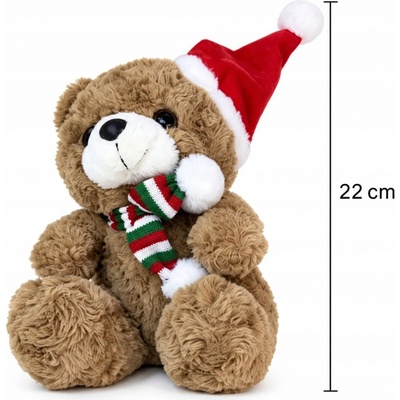 INA Vianočný medvedík 22 cm s mikulášskou čiapkou