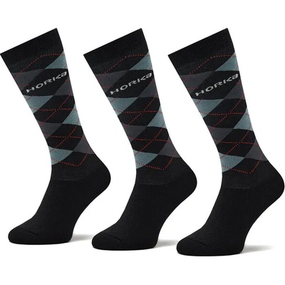 Horka Комплект 3 чифта дълги чорапи мъжки Horka Riding Socks 145450-0000-0206 Ch Black/Grey (Riding Socks 145450-0000-0206)