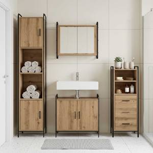 vidaXL Комплект шкафове за баня 3 бр. Дъб артизан 40 x 36 x 109, 5 см (3444524)