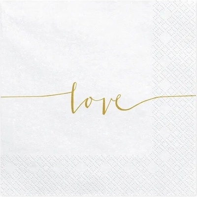 PartyDeco Servítky Love biele 33x33 cm