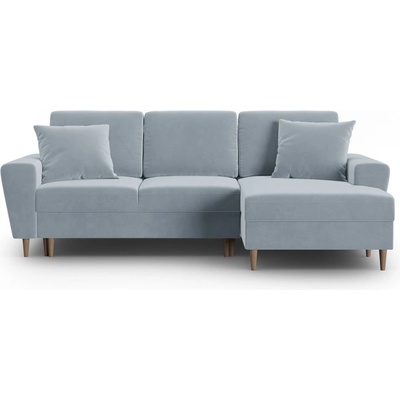 Cosmopolitan Design Светлосин кадифен разтегателен ъглов диван с място за съхранение (десен ъгъл) Kyoto - Cosmopolitan Design (COS_RCF_2_F2_KYOTO3)