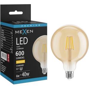 Mexen Vintis LED филаментна крушка E27, G125, 6W, Топла - 2700K, 600 lm, кехлибар (L158-E27-0627-50)
