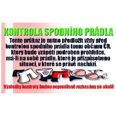 Průkaz Kontrola spodního prádla – Zboží Dáma