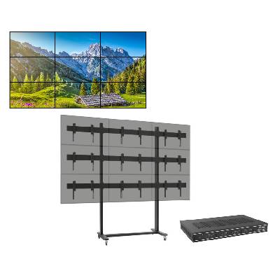 ВидеоСтена с мобилна основа Vogel's 3x3, 9 x LG 55VL5PJ SMART Signage дисплея - 3.5мм рамка ръб до ръб (VG-3x3-bazamobila+9xLG-55VL5PJ)