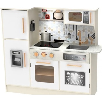Classic World Детска дървена кухня Classic World - С хладилник, бяла (5109)