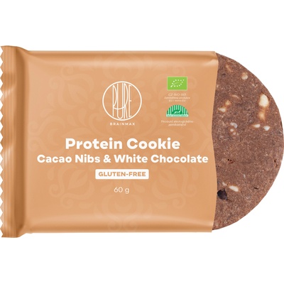 BrainMax Pure Pure® Protein Cookie, Какаови зърна & Бял шоколад, БИО, 60 г