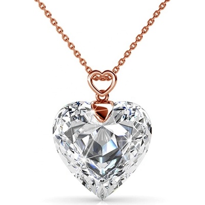 Royal Fashion strieborný pozlátený náhrdelník Swarovski srdce DPS0520