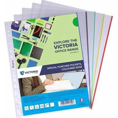 Euroobal s farebným okrajom A4 50 mikronů číry VICTORIA OFFICE mix farieb 25 ks