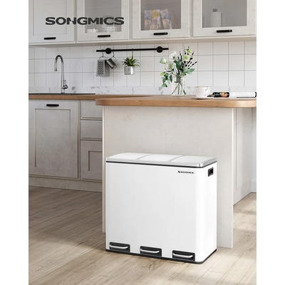 Songmics Odpadkový kôš 3 x 18 l biely