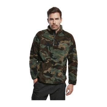 Brandit Мъжко яке от плюшен полар в зелен камуфлаж Brandit Teddyfleece Troyer woodlandBW-5022-10 - Зелен камуфлаж, размер XXL