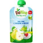 BioNino Био плодова закуска BioNino - Пауч с грис, плодове и йогурт, 6 м+, 90 g (BN2591) - ozone