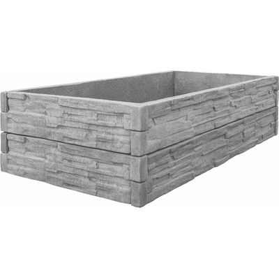 Beves Betonový vyvýšený záhon - štípaný kámen 200 x 100 x 75 cm, Přírodní šedá – Hledejceny.cz