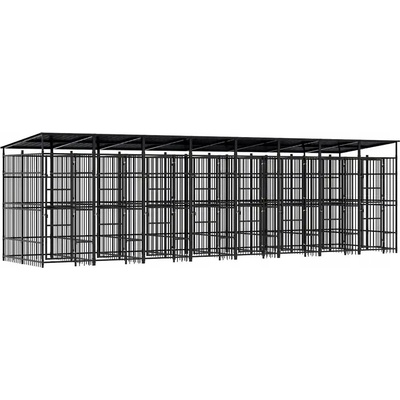 VidaXL Kotec pro psa 3097953 ocelová se zastřešením 768 x 192 x 200 cm