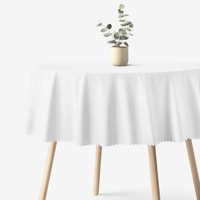 Goldea sviatočný okrúhly teflónový obrus biely s lesklými obdĺžnikmi Ø 100cm