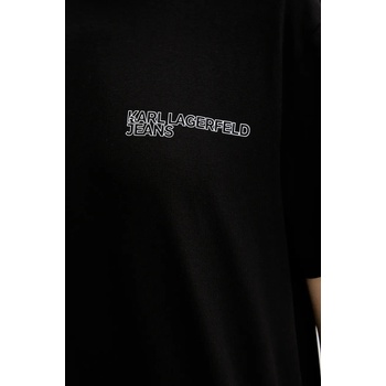 Karl Lagerfeld Jeans Памучна рокля Karl Lagerfeld Jeans в черно къса със стандартна кройка A2W13036 (A2W13036)