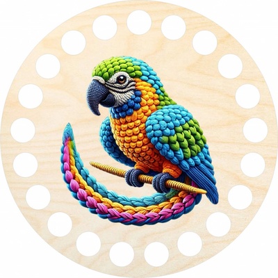 Woody Crafts Podtácek, kruh 10 cm, papoušek