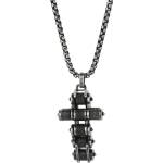 HARAHU Колие Chain Cross - Черна / Сребриста KP29313