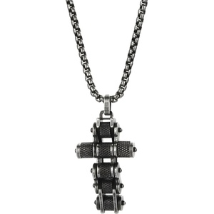 HARAHU Колие Chain Cross - Черна / Сребриста KP29313